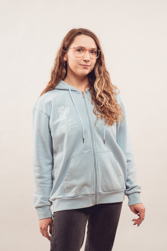 Zipper "uenlimited" washed blue