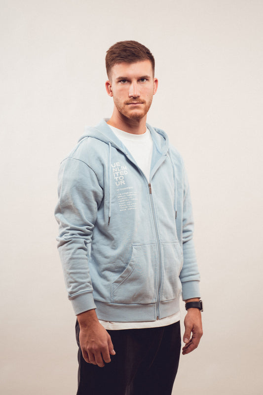 Zipper "uenlimited" washed blue